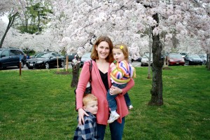 Evan, Mindy and Madelyn at the Cherry Blossom Festival
