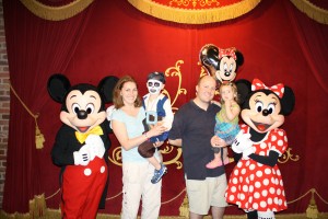 Evan, Bryan, Mindy and Madely with Mickey and Minnie